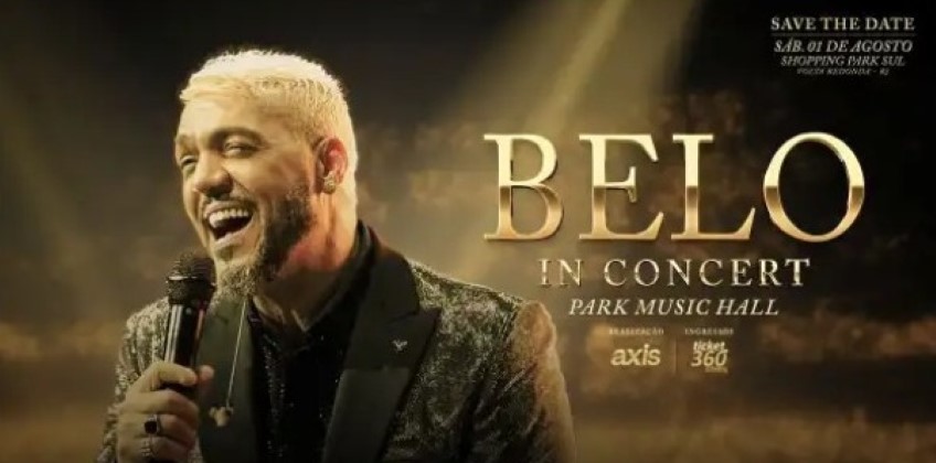 Belo in Concert acontece no dia 1° de agosto, no Shopping Park Sul, em Volta Redonda